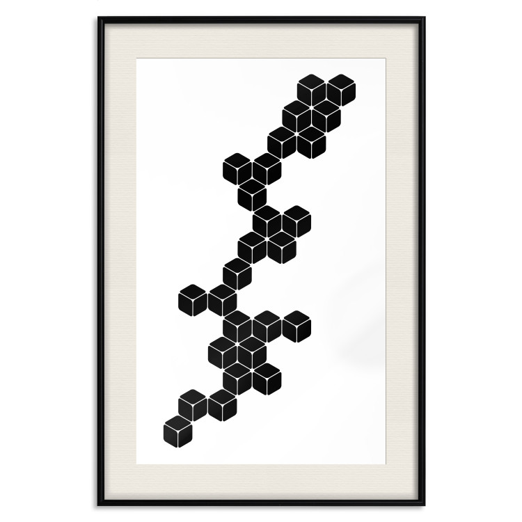 Wall Poster Construction with Cubes - black and white composition in geometric figures 117395 additionalImage 18