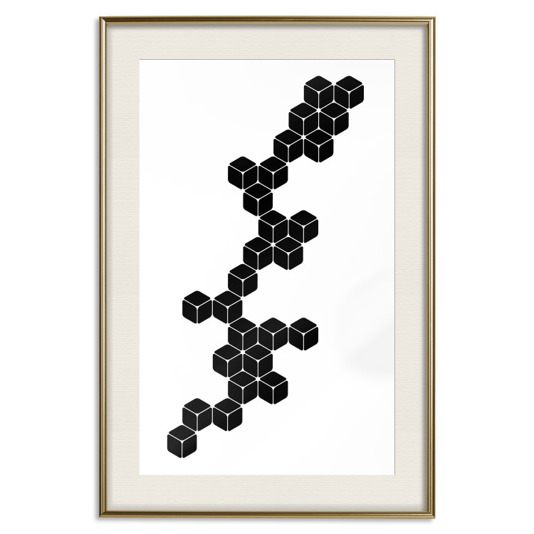 Wall Poster Construction with Cubes - black and white composition in geometric figures 117395 additionalImage 19