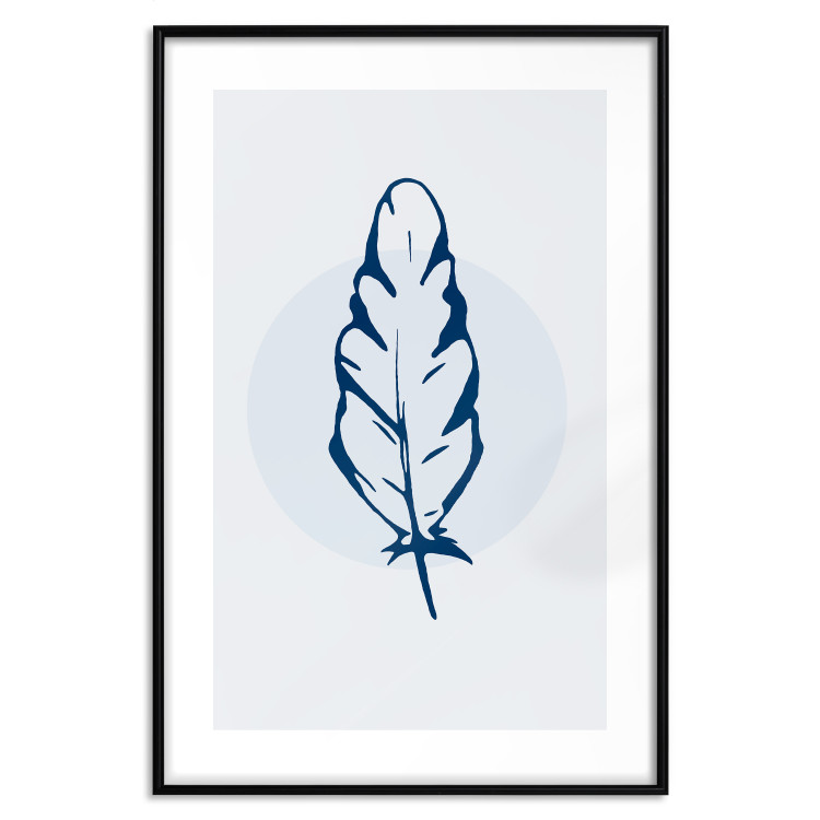 Poster Blue Feather - minimalist composition with a circle and a bird feather 117595 additionalImage 16