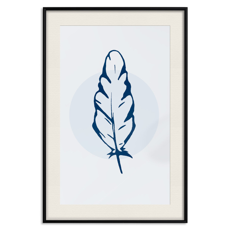Poster Blue Feather - minimalist composition with a circle and a bird feather 117595 additionalImage 18