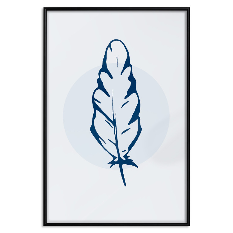 Poster Blue Feather - minimalist composition with a circle and a bird feather 117595 additionalImage 20