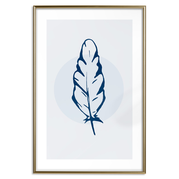 Poster Blue Feather - minimalist composition with a circle and a bird feather 117595 additionalImage 13