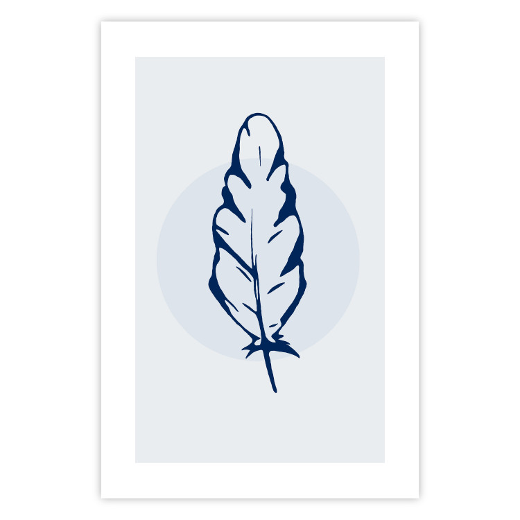 Poster Blue Feather - minimalist composition with a circle and a bird feather 117595 additionalImage 24