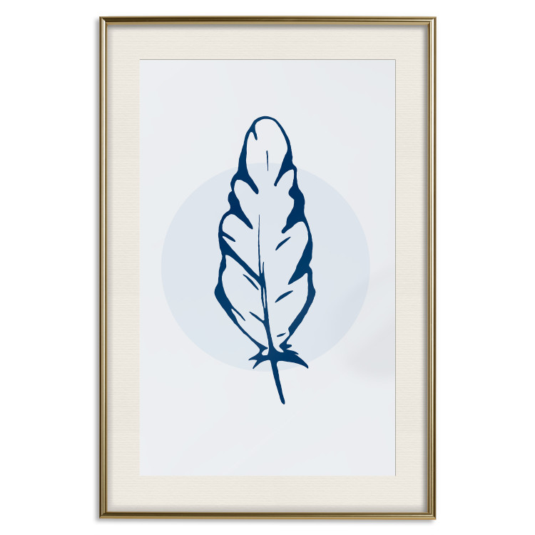 Poster Blue Feather - minimalist composition with a circle and a bird feather 117595 additionalImage 19