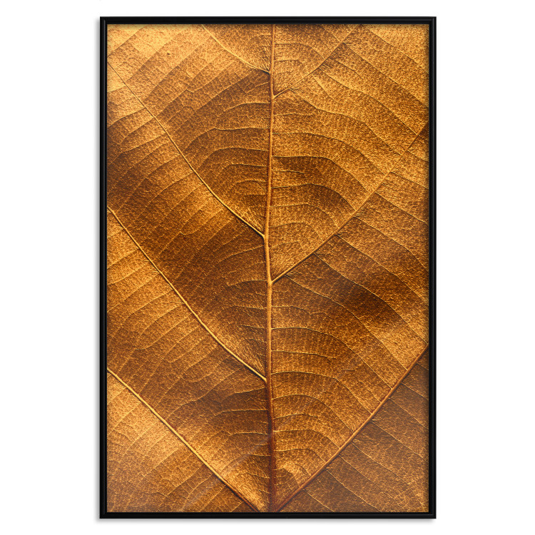 Wall Poster Autumn Leaf - golden texture of a leaf with intricate details 123795 additionalImage 18