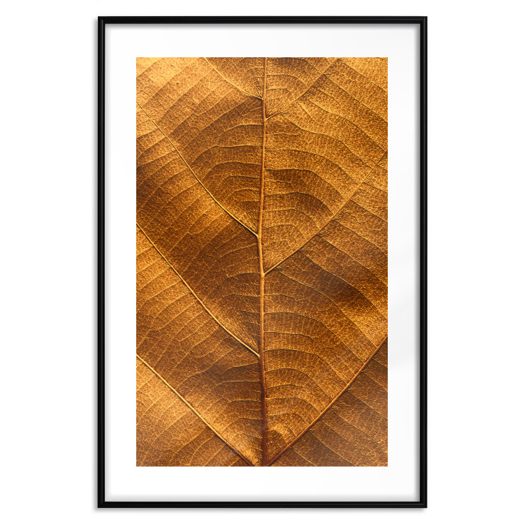 Wall Poster Autumn Leaf - golden texture of a leaf with intricate details 123795 additionalImage 15