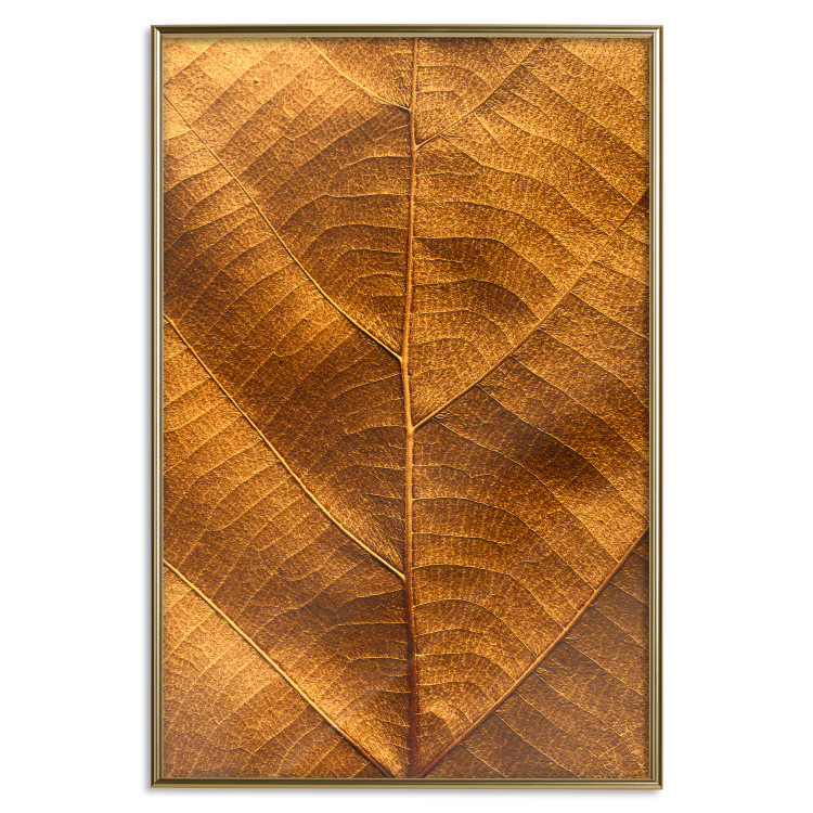 Wall Poster Autumn Leaf - golden texture of a leaf with intricate details 123795 additionalImage 16