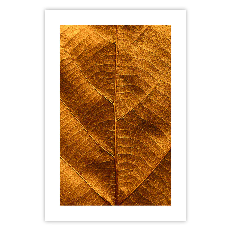 Wall Poster Autumn Leaf - golden texture of a leaf with intricate details 123795 additionalImage 19