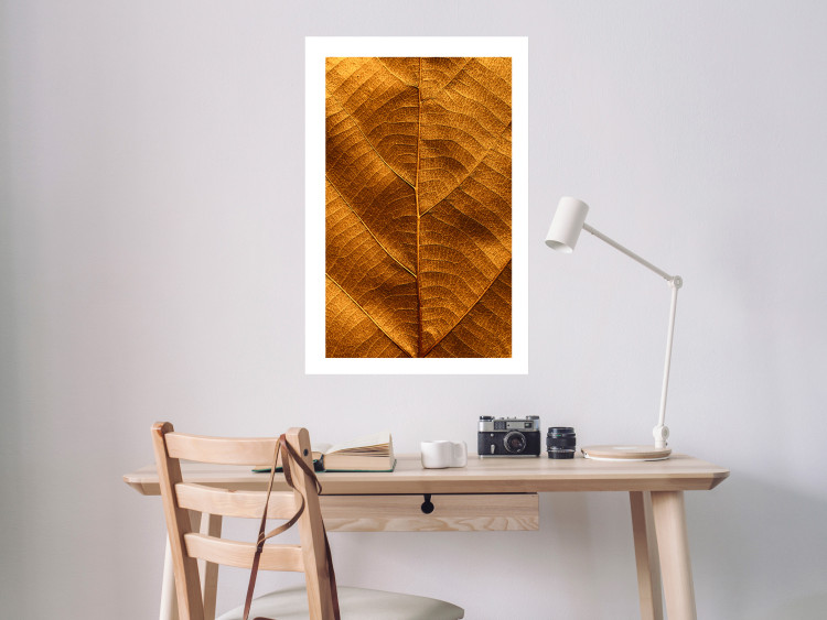 Wall Poster Autumn Leaf - golden texture of a leaf with intricate details 123795 additionalImage 2