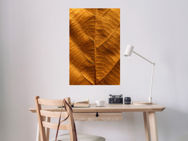 Wall Poster Autumn Leaf - golden texture of a leaf with intricate details 123795 additionalImage 17
