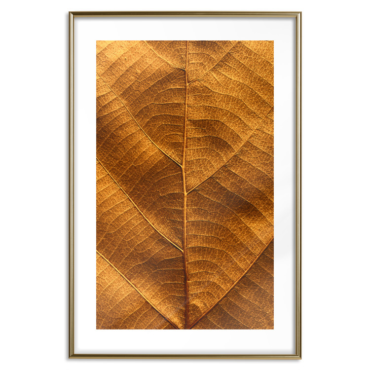 Wall Poster Autumn Leaf - golden texture of a leaf with intricate details 123795 additionalImage 14