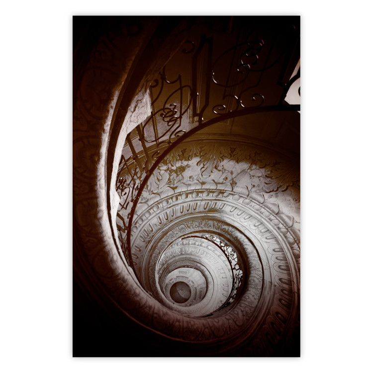 Poster Chocolate Stairs - architecture of spiral stairs with ornaments 123895