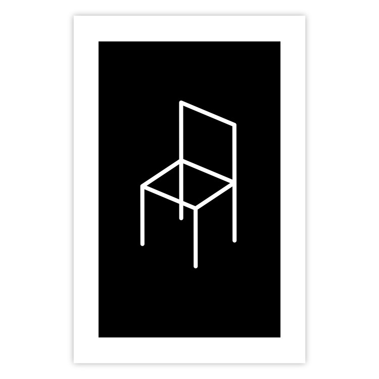 Poster Chair - white line art of a chair with geometric figures on black background 123995 additionalImage 25