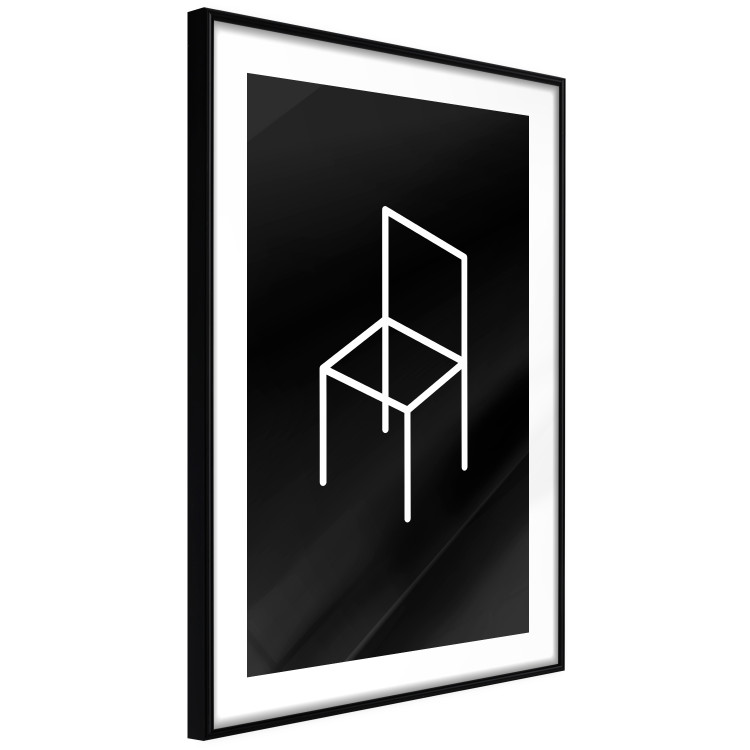 Poster Chair - white line art of a chair with geometric figures on black background 123995 additionalImage 11