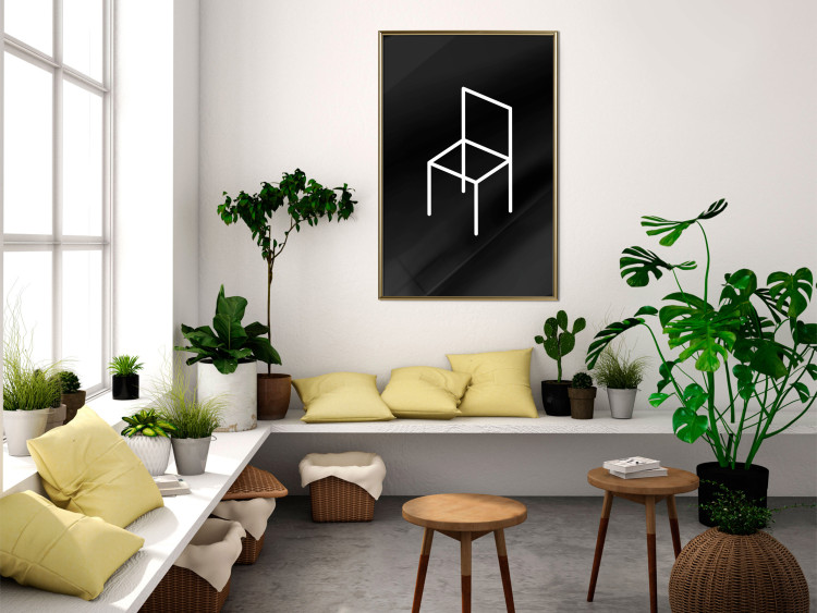 Poster Chair - white line art of a chair with geometric figures on black background 123995 additionalImage 5