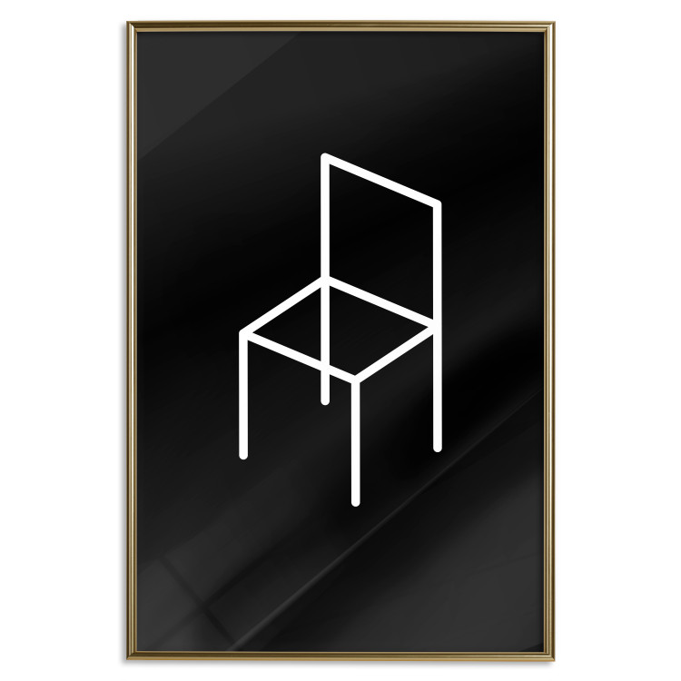 Poster Chair - white line art of a chair with geometric figures on black background 123995 additionalImage 20