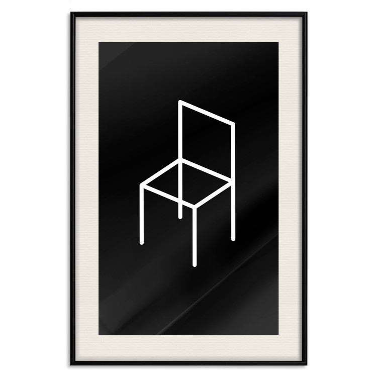 Poster Chair - white line art of a chair with geometric figures on black background 123995 additionalImage 18