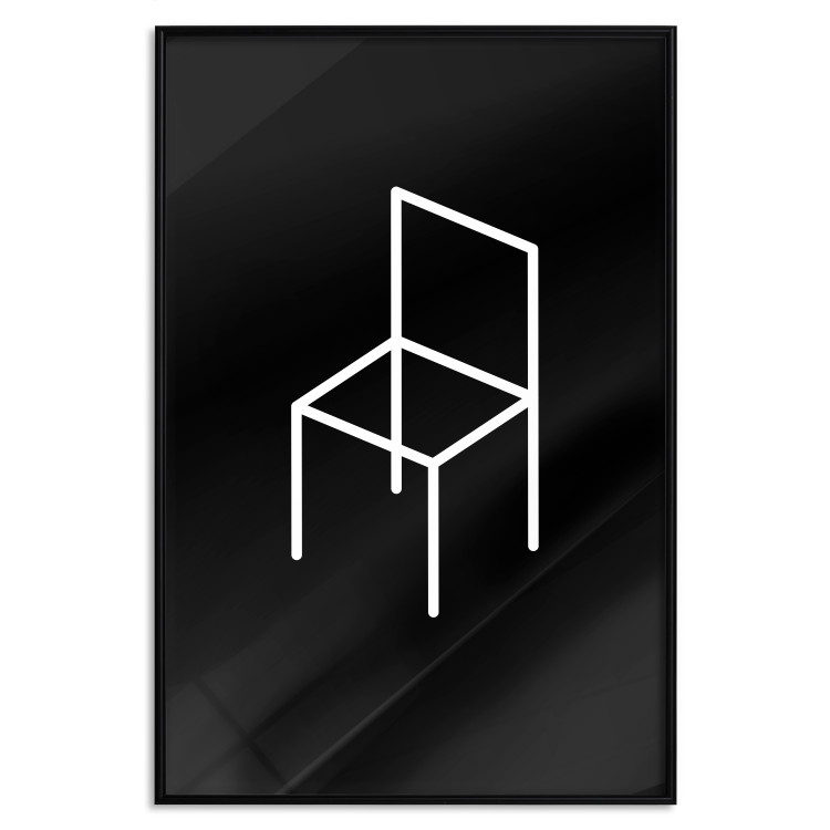 Poster Chair - white line art of a chair with geometric figures on black background 123995 additionalImage 18