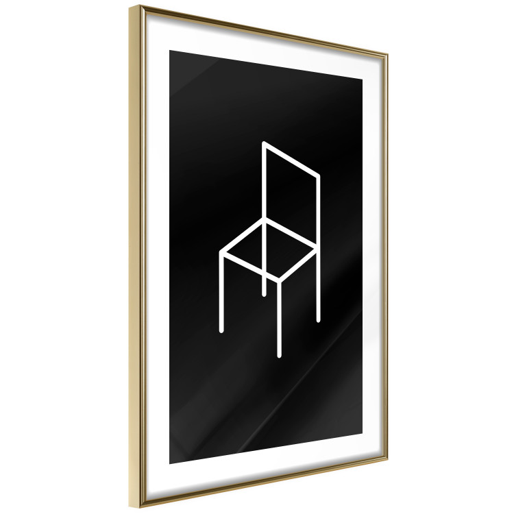 Poster Chair - white line art of a chair with geometric figures on black background 123995 additionalImage 8