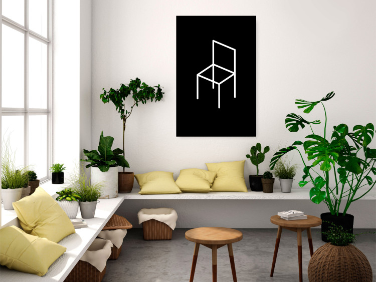 Poster Chair - white line art of a chair with geometric figures on black background 123995 additionalImage 17