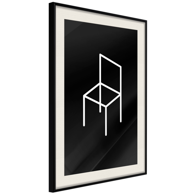 Poster Chair - white line art of a chair with geometric figures on black background 123995 additionalImage 3
