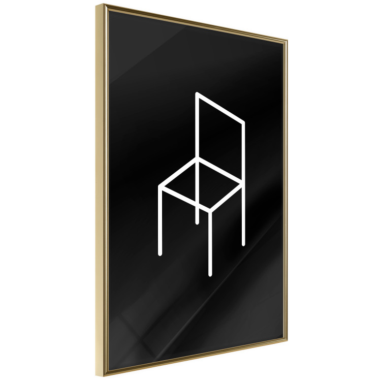 Poster Chair - white line art of a chair with geometric figures on black background 123995 additionalImage 14