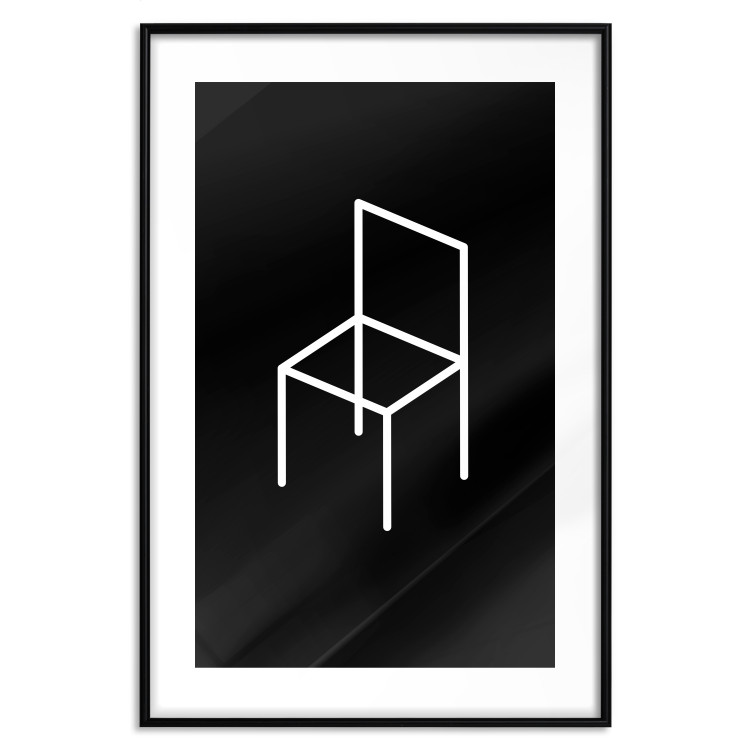 Poster Chair - white line art of a chair with geometric figures on black background 123995 additionalImage 17