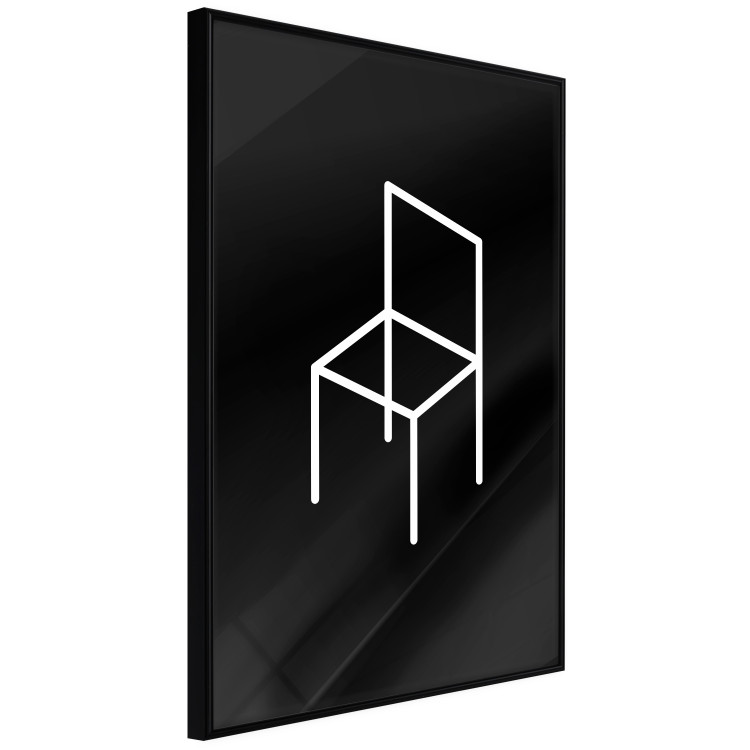Poster Chair - white line art of a chair with geometric figures on black background 123995 additionalImage 12