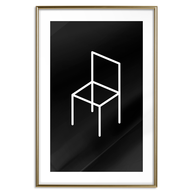 Poster Chair - white line art of a chair with geometric figures on black background 123995 additionalImage 16
