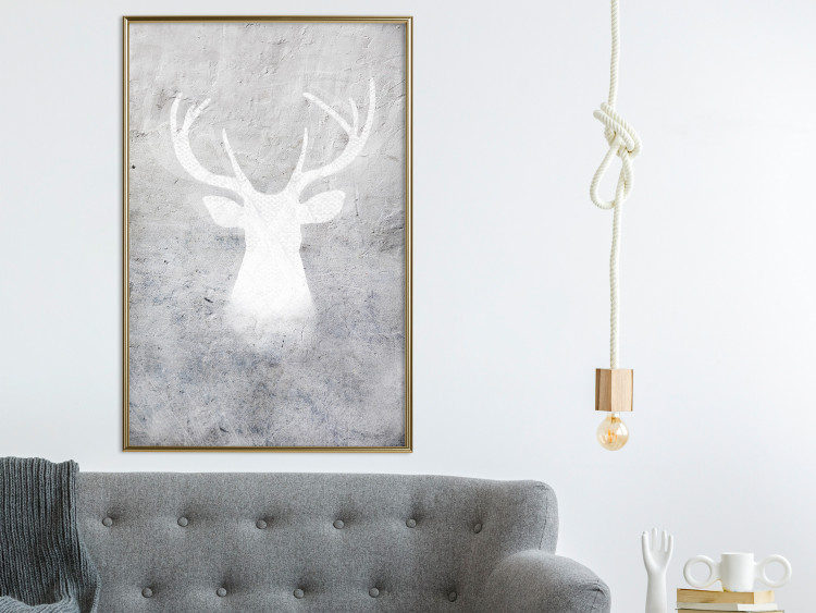 Poster Noble Stag - lighter shade of deer on gray concrete texture 124495 additionalImage 5