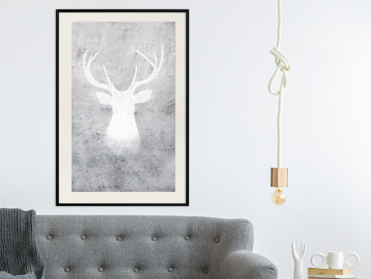 Poster Noble Stag - lighter shade of deer on gray concrete texture 124495 additionalImage 22