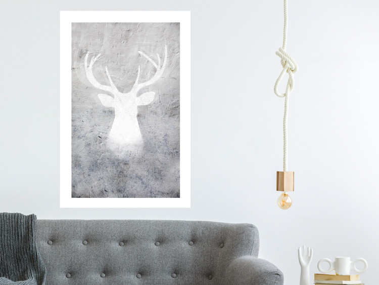 Poster Noble Stag - lighter shade of deer on gray concrete texture 124495 additionalImage 4
