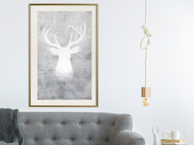 Poster Noble Stag - lighter shade of deer on gray concrete texture 124495 additionalImage 21
