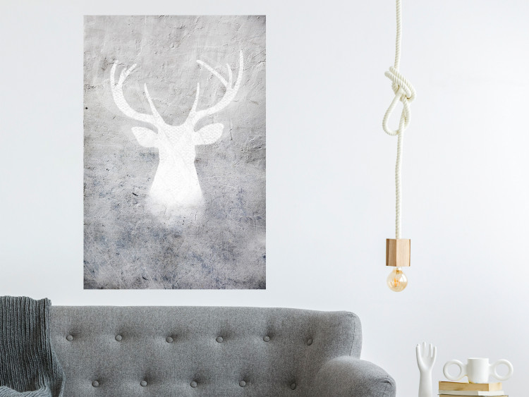Poster Noble Stag - lighter shade of deer on gray concrete texture 124495 additionalImage 17