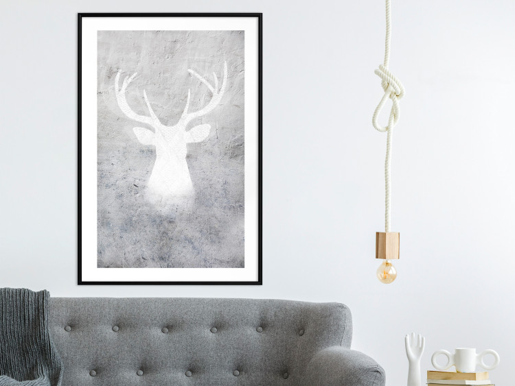 Poster Noble Stag - lighter shade of deer on gray concrete texture 124495 additionalImage 4