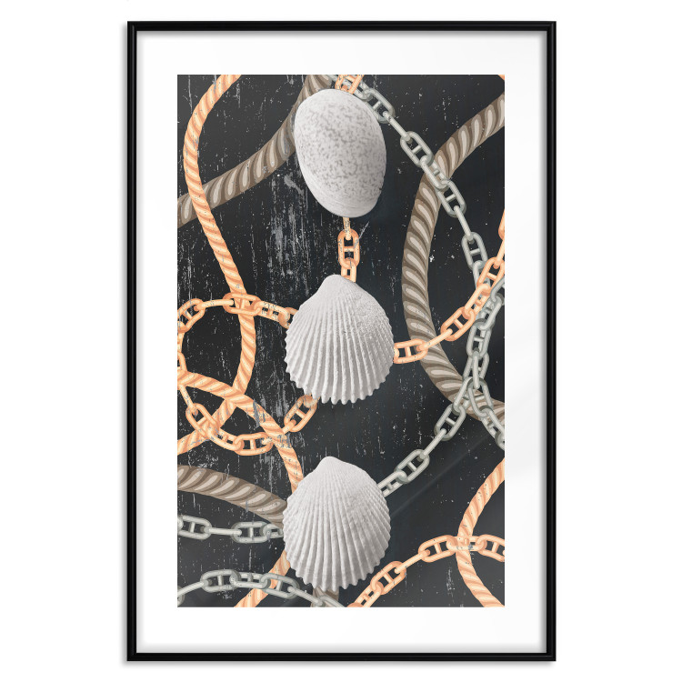 Wall Poster Sea Treasures - abstraction of seashells and metal chains 127395 additionalImage 17