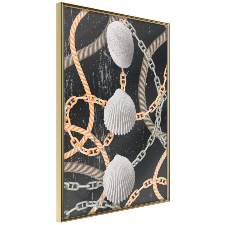 Wall Poster Sea Treasures - abstraction of seashells and metal chains 127395 additionalImage 12
