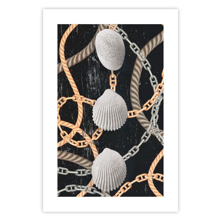 Wall Poster Sea Treasures - abstraction of seashells and metal chains 127395 additionalImage 19