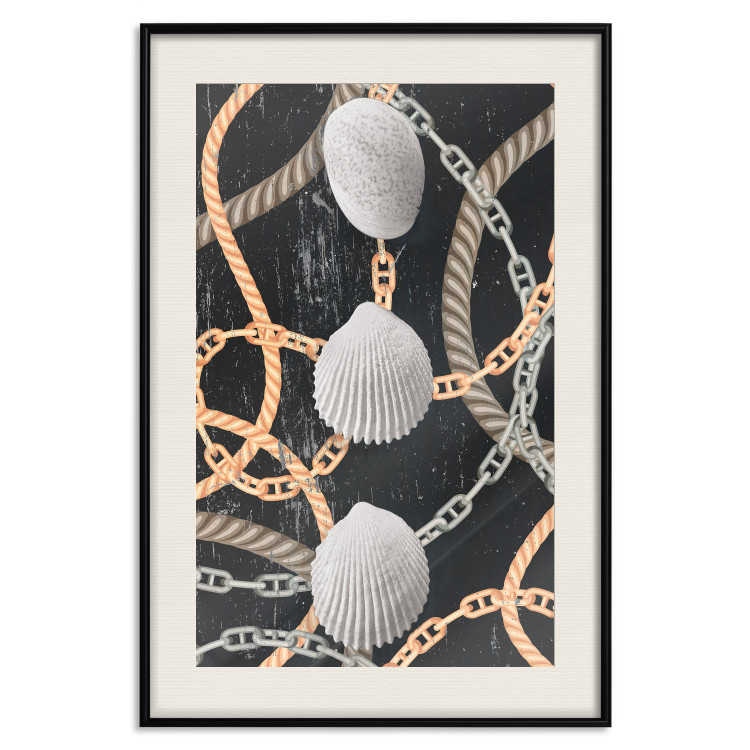 Wall Poster Sea Treasures - abstraction of seashells and metal chains 127395 additionalImage 19