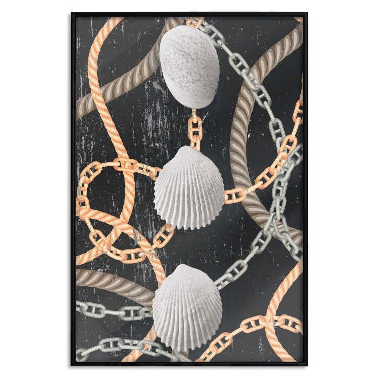 Wall Poster Sea Treasures - abstraction of seashells and metal chains 127395 additionalImage 18