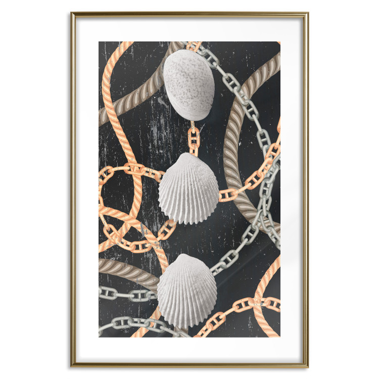 Wall Poster Sea Treasures - abstraction of seashells and metal chains 127395 additionalImage 16