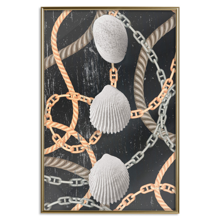 Wall Poster Sea Treasures - abstraction of seashells and metal chains 127395 additionalImage 17
