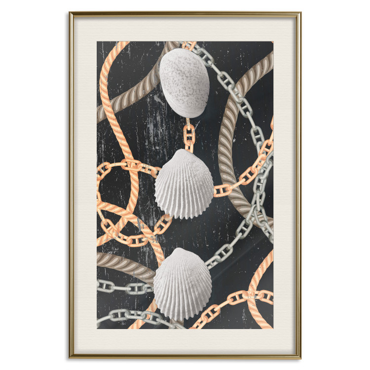 Wall Poster Sea Treasures - abstraction of seashells and metal chains 127395 additionalImage 20