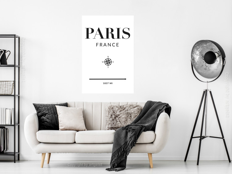 Poster Direction Paris - black English text on white background with compass 129595 additionalImage 4