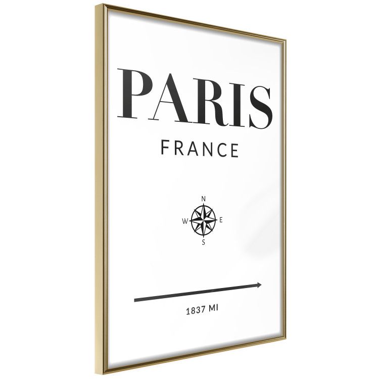 Poster Direction Paris - black English text on white background with compass 129595 additionalImage 14