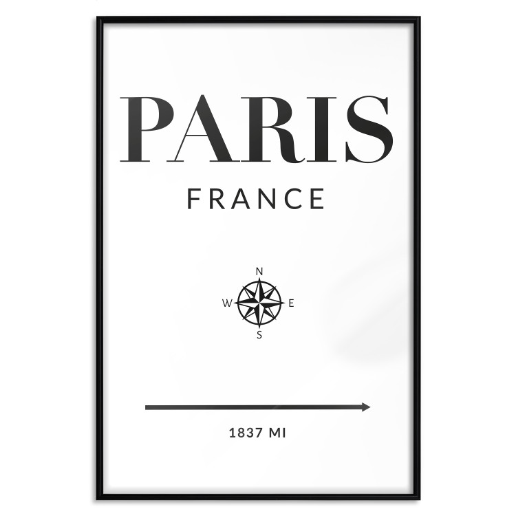 Poster Direction Paris - black English text on white background with compass 129595 additionalImage 17