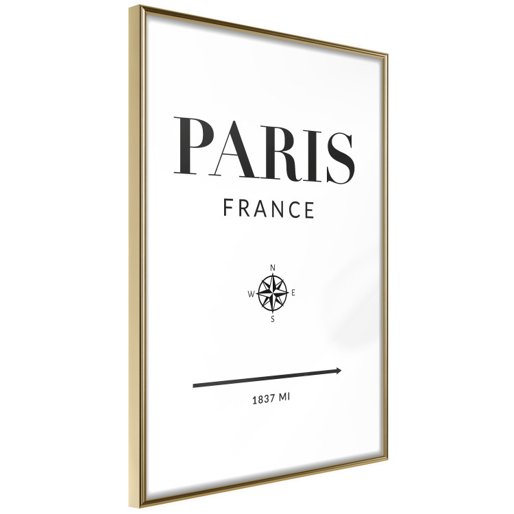 Poster Direction Paris - black English text on white background with compass 129595 additionalImage 9