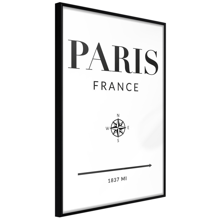 Poster Direction Paris - black English text on white background with compass 129595 additionalImage 13