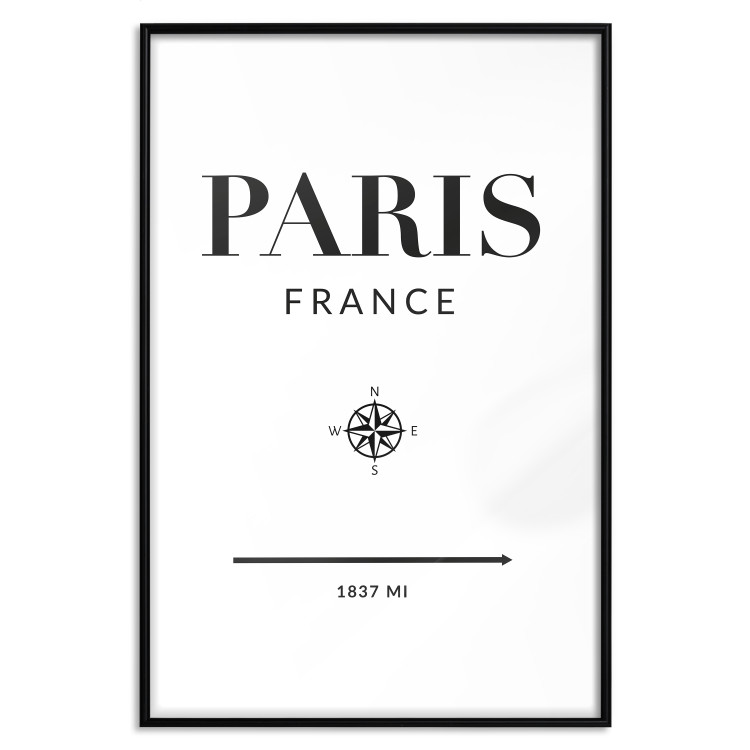 Poster Direction Paris - black English text on white background with compass 129595 additionalImage 16