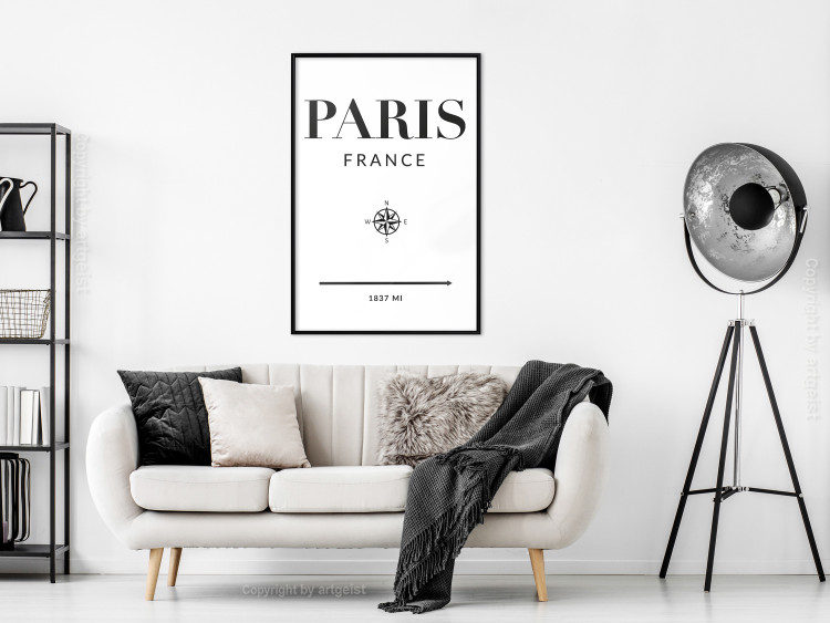 Poster Direction Paris - black English text on white background with compass 129595 additionalImage 4